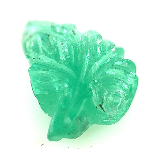 Natural Emerald Carved 3D Leaf