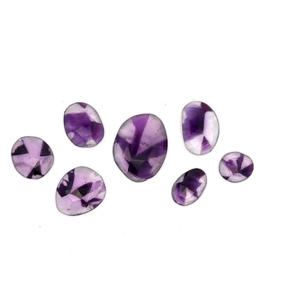 Suite of Rose Cut Amethysts Displaying Natural Color Zoning