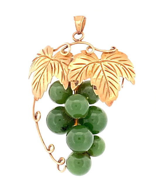 Serpentine Grapes Brooch & Pendant in 18k